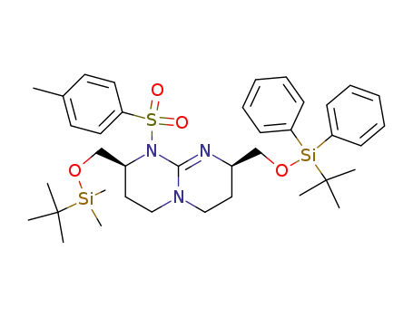(2S,8R)-2-<<(tert-butyldimethylsilyl)oxy>methyl>-8-<<(tert-butyldiphenylsilyl)oxy>methyl>-1-<(4-methylphenyl)sulfonyl>-1,5,9-triazabicyclo<4.4.0>dec-9-ene