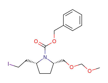 benzyl (2R,5S)-(+)-2-(2-iodoethyl)-5-(methoxymethoxymethyl)pyrrolidine-1-carboxylate