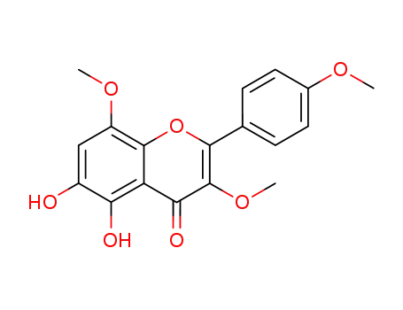 Molecular Structure of 62952-99-2 (4H-1-Benzopyran-4-one,
5,6-dihydroxy-3,8-dimethoxy-2-(4-methoxyphenyl)-)
