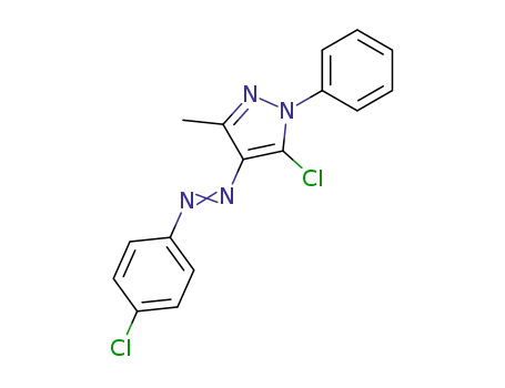 Molecular Structure of 116227-75-9 (1H-Pyrazole, 5-chloro-4-[(4-chlorophenyl)azo]-3-methyl-1-phenyl-)