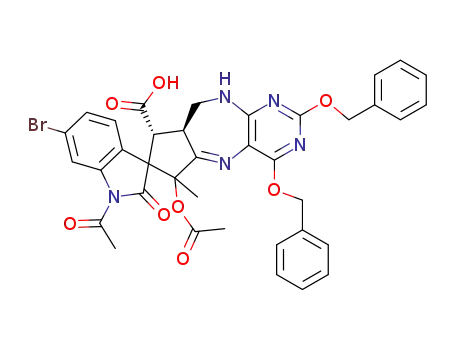 1'-acetyl-6-(acetyloxy)-6'-bromo-1',2',8,8a,9,10-hexahydro-6-methyl-2'-oxo-2,4-bis(phenylmethoxy)spiro<cyclopenta<e>pyrimido<4,5-b><1,4>diazepine-7(6H),3'-<3H>indole>-8-carboxylic acid