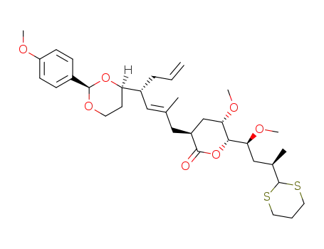 (3S,5S,6R)-6-((1S,3R)-3-[1,3]Dithian-2-yl-1-methoxy-butyl)-5-methoxy-3-{(E)-(R)-4-[(2R,4R)-2-(4-methoxy-phenyl)-[1,3]dioxan-4-yl]-2-methyl-hepta-2,6-dienyl}-tetrahydro-pyran-2-one
