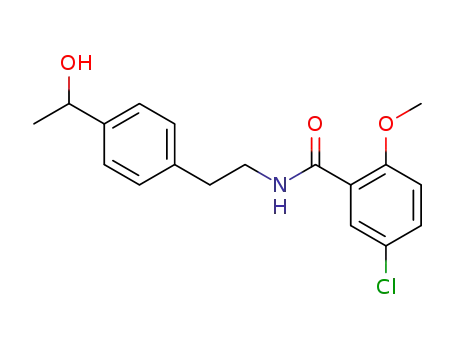 Molecular Structure of 64507-35-3 (Benzamide, 5-chloro-N-[2-[4-(1-hydroxyethyl)phenyl]ethyl]-2-methoxy-)