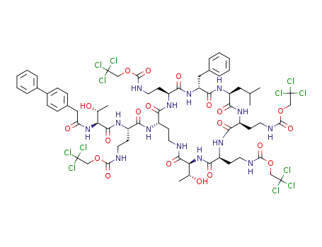 Molecular Structure of 1013028-99-3 (4-biphenylacetyl-tetrakis(N<sup>γ</sup>-trichloroethoxycarbonyl)polymyxin B (2-10))