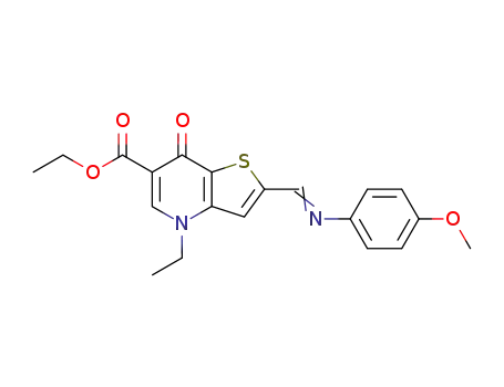 4-Ethyl-2-{[(E)-4-methoxy-phenylimino]-methyl}-7-oxo-4,7-dihydro-thieno[3,2-b]pyridine-6-carboxylic acid ethyl ester