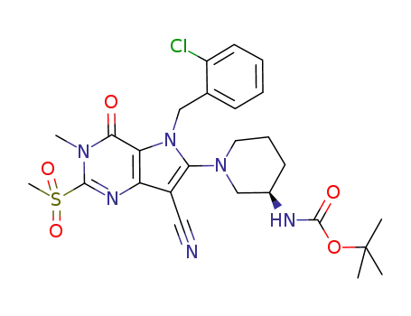 tert-butyl {(3R)-1-[5-(2-chlorobenzyl)-7-cyano-3-methyl-2-(methylsulfonyl)-4-oxo-4,5-dihydro-3H-pyrrolo[3,2-d]pyrimidin-6-yl]piperidin-3-yl}carbamate