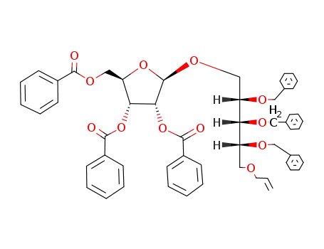 Molecular Structure of 111549-98-5 (5-O-allyl-1-O-(2',3',5'-tri-O-benzoyl-β-D-ribofuranosyl)-2,3,4-tri-O-benzyl-D-ribitol)