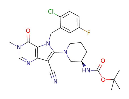 tert-butyl {(3R)-1-[5-(2-chloro-5-fluorobenzyl)-7-cyano-3-methyl-4-oxo-4,5-dihydro-3H-pyrrolo[3,2-d]pyrimidin-6-yl]piperidin-3-yl}carbamate