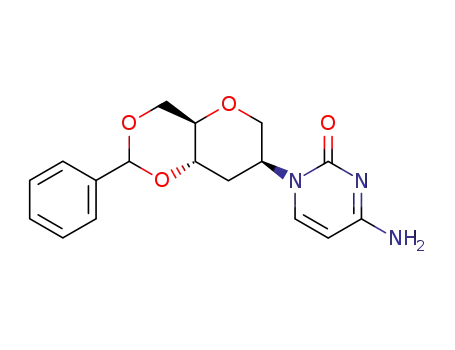 Molecular Structure of 152613-24-6 (4-Amino-1-((4aR,7S,8aS)-2-phenyl-hexahydro-pyrano[3,2-d][1,3]dioxin-7-yl)-1H-pyrimidin-2-one)