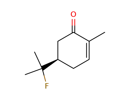 Molecular Structure of 88390-14-1 (2-Cyclohexen-1-one, 5-(1-fluoro-1-methylethyl)-2-methyl-, (5R)-)