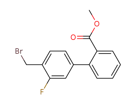 Molecular Structure of 138459-24-2 (methyl 4'-(bromomethyl)-3'-fluorobiphenyl-2-carboxylate)