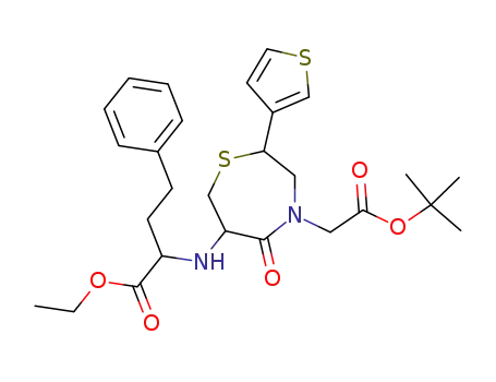 t-butyl α-[6-(1-ethoxycarbonyl-3-phenylpropylamino)-5-oxo-2-(3-thienyl)perhydro-1,4-thiazepin-4-yl]acetate