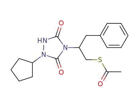 Ethanethioic acid,
S-[2-(1-cyclopentyl-3,5-dioxo-1,2,4-triazolidin-4-yl)-3-phenylpropyl]
ester