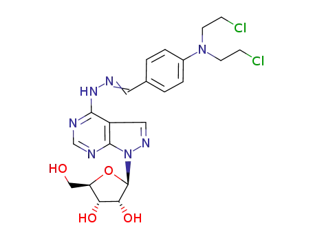 2-[4-[(2E)-2-[[4-[bis(2-chloroethyl)amino]phenyl]methylidene]hydrazinyl]pyrazolo[3,4-d]pyrimidin-1-yl]-5-(hydroxymethyl)oxolane-3,4-diol