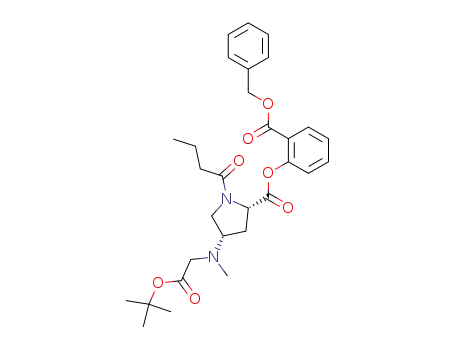 Molecular Structure of 84520-88-7 ((4S)-1-butyryl-4-<(carboxymethyl)methylamino>-L-proline 4-tert-butyl ester 2-ester with benzyl salicylate)