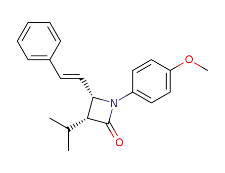 Molecular Structure of 103733-16-0 ((3R,4S)-3-Isopropyl-1-(4-methoxy-phenyl)-4-((E)-styryl)-azetidin-2-one)