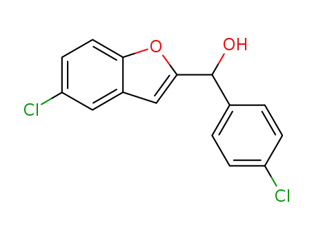 Molecular Structure of 83806-33-1 (2-Benzofuranmethanol, 5-chloro-alpha-(4-chlorophenyl)-)
