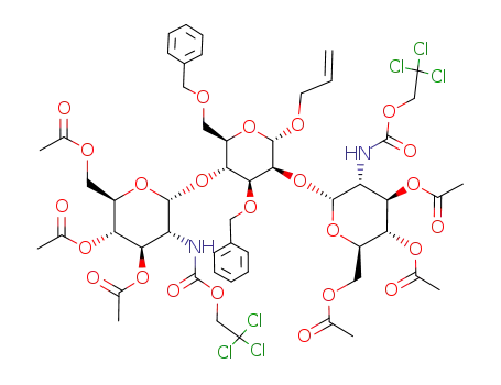 Allyl-O-<3,4,6-tri-O-acetyl-2-desoxy-2-(2,2,2-trichlorethoxycarbonylamino)-β-D-glucopyranosyl)-(1->2)-O-<<3,4,6-tri-O-acetyl-2-desoxy-2-(2,2,2-trichlorethoxycarbonylamino)-β-D-glucopyranosyl>-(1->4)>-3,6-di-O-benzyl-α-D-mannopyranosid