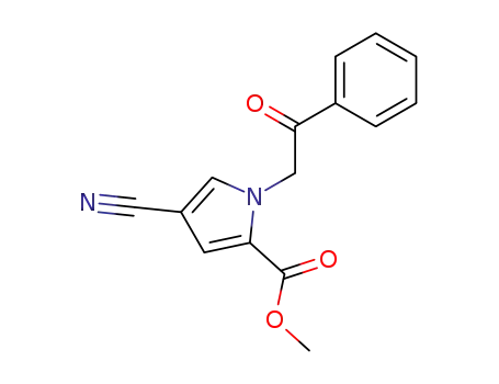 Molecular Structure of 62541-79-1 (1H-Pyrrole-2-carboxylic acid, 4-cyano-1-(2-oxo-2-phenylethyl)-, methyl
ester)