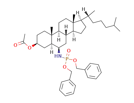 Molecular Structure of 87509-78-2 (Phosphoramidic acid, [(3b,5a,6b)-3-(acetyloxy)cholestan-6-yl]-,
bis(phenylmethyl) ester)