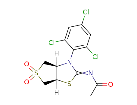 N-[(3aR,6aR)-5,5-Dioxo-3-(2,4,6-trichloro-phenyl)-hexahydro-5λ<sup>6</sup>-thieno[3,4-d]thiazol-(2Z)-ylidene]-acetamide