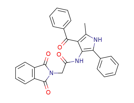 Molecular Structure of 57467-89-7 (2H-Isoindole-2-acetamide,
N-(4-benzoyl-5-methyl-2-phenyl-1H-pyrrol-3-yl)-1,3-dihydro-1,3-dioxo-)