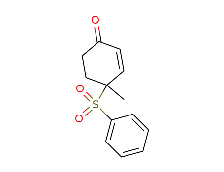 Molecular Structure of 81842-30-0 (2-Cyclohexen-1-one, 4-methyl-4-(phenylsulfonyl)-)