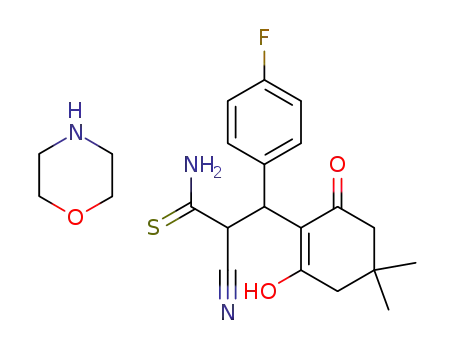 2-Cyano-3-(4-fluoro-phenyl)-3-(2-hydroxy-4,4-dimethyl-6-oxo-cyclohex-1-enyl)-thiopropionamide; compound with morpholine