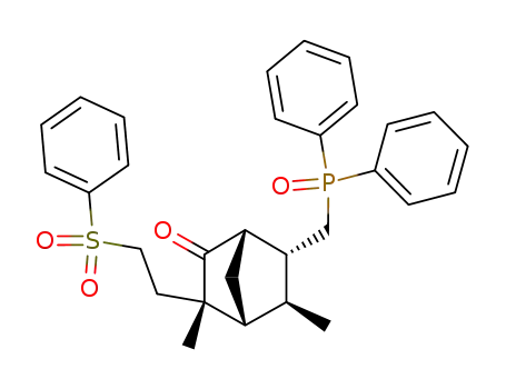 3,5-Dimethyl-6-<1'-(diphenylphosphinoyl)methyl>-3-<2''-(phenylsulfonyl)ethyl>bicyclo<2.2.1>heptan-2-one