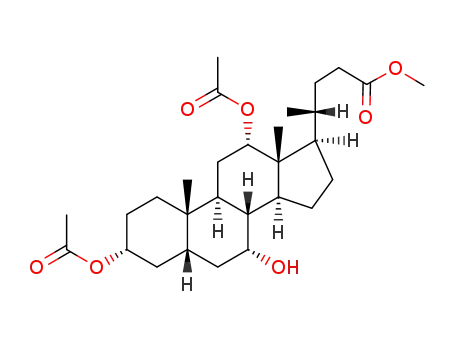 Molecular Structure of 58822-33-6 (3α,12α-Diacetoxy-7α-hydroxy-5β-cholan-24-oic acid methyl ester)