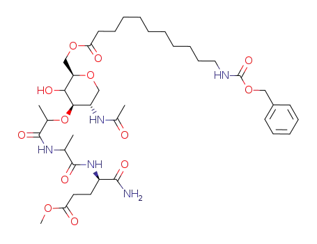 N-<2-O-<2-acetamido-1,5-anhydro-6-O-(11-benzyloxycarbonylaminoundecanoyl)-2,3-dideoxy-D-glucitol-3-yl>-D-lactoyl>-L-alanyl-D-isoglutamine methyl ester