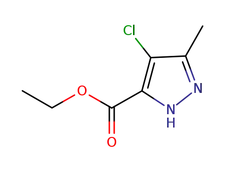 Molecular Structure of 637022-63-0 (1H-Pyrazole-3-carboxylic acid, 4-chloro-5-methyl-, ethyl ester)