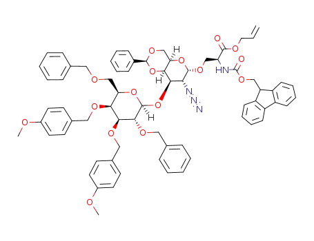 N-(9-fluorenylmethoxycarbonyl)-O-[2,6-di-O-benzyl-3,4-di-O-(4-methoxyphenyl)methyl-β-D-galactopyranosyl-(1->3)-2-azido-4,6-O-benzylidene-2-deoxy-α-D-galactopyranosyl]-L-serine allyl ester