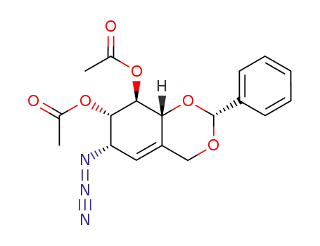 DL-Di-O-acetyl-3,7-O-benzylidene-(1,3,6/2)-6-azido-4-(hydroxymethyl)-4-cyclohexene-1,2,3-triol