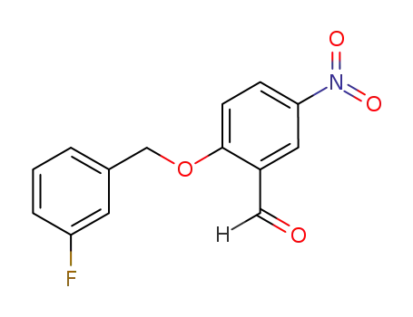 Molecular Structure of 219539-49-8 (2-[(3-FLUOROBENZYL)OXY]-5-NITROBENZALDEHYDE)