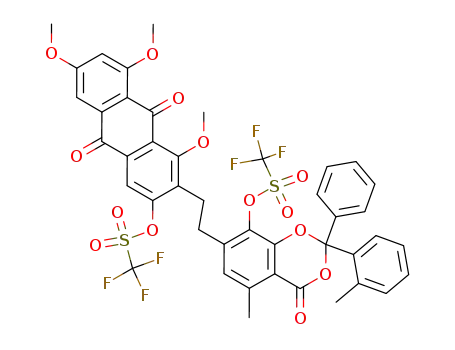 Trifluoro-methanesulfonic acid 5-methyl-4-oxo-2-phenyl-2-o-tolyl-7-[2-(1,6,8-trimethoxy-9,10-dioxo-3-trifluoromethanesulfonyloxy-9,10-dihydro-anthracen-2-yl)-ethyl]-4H-benzo[1,3]dioxin-8-yl ester