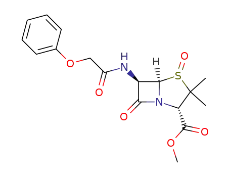Molecular Structure of 10209-03-7 (methyl 6β-phenoxyacetamidopenicillanate-1β-sulfoxide)