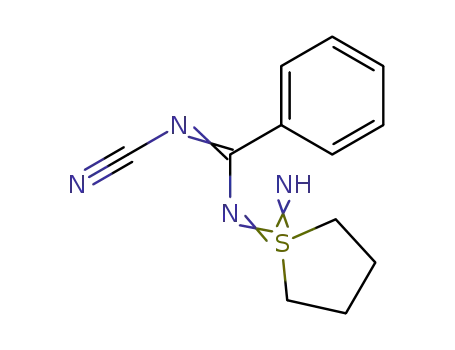 Molecular Structure of 111268-19-0 (Thiophene,
1-[[(cyanoimino)phenylmethyl]imino]-1,1,1,1,2,3,4,5-octahydro-1-imino-)