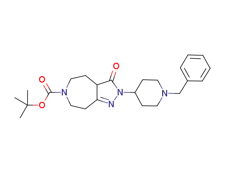 Molecular Structure of 928775-37-5 (Pyrazolo[3,4-d]azepine-6(2H)-carboxylic acid,
3,3a,4,5,7,8-hexahydro-3-oxo-2-[1-(phenylmethyl)-4-piperidinyl]-,
1,1-dimethylethyl ester)