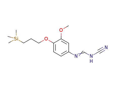 Molecular Structure of 937784-70-8 (N-cyano-N'-[3-methoxy-4-[3-(trimethylsilyl)propoxy]phenyl]methanimidamide)