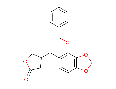 Molecular Structure of 82299-41-0 (2(3H)-Furanone,
dihydro-4-[[4-(phenylmethoxy)-1,3-benzodioxol-5-yl]methyl]-)