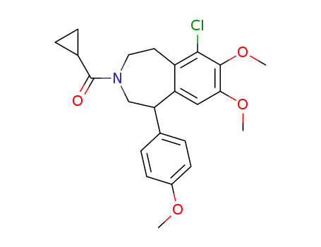 Molecular Structure of 100166-63-0 ([6-Chloro-7,8-dimethoxy-1-(4-methoxy-phenyl)-1,2,4,5-tetrahydro-benzo[d]azepin-3-yl]-cyclopropyl-methanone)