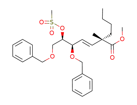 methyl (5R,6R,2S,3E)-5,7-bis(benzyloxy)-2-butyl-6-<(methylsulfonyl)oxy>-2-methyl-3-heptenoate