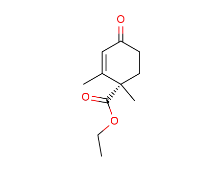 Molecular Structure of 78044-65-2 (2-Cyclohexene-1-carboxylic acid, 1,2-dimethyl-4-oxo-, ethyl ester, (S)-)