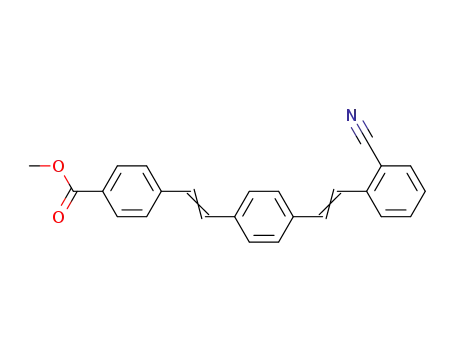 Molecular Structure of 78022-16-9 (Benzoic acid, 4-[2-[4-[2-(2-cyanophenyl)ethenyl]phenyl]ethenyl]-, methyl
ester)