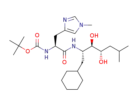 N-(tert-butoxycarbonyl)-τ-methyl-L-histidine amide of (2S,3R,4S)-2-amino-1-cyclohexyl-3,4-dihydroxy-6-methylheptane