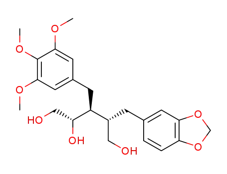 Molecular Structure of 76236-36-7 (2-(1,3-benzodioxol-5-ylmethyl)-2,3-dideoxy-3-(3,4,5-trimethoxybenzyl)-D-arabinitol)