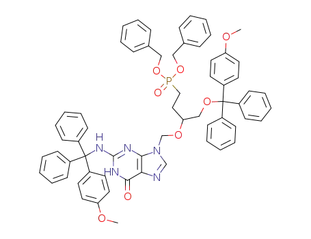 Molecular Structure of 100683-70-3 (N<sup>2</sup>-(p-anisyldiphenylmethyl)-9-<<4-(p-anisyldiphenylmethoxy)-1-<bis(benzyloxy)phosphinyl>-3-butoxy>methyl>guanine)