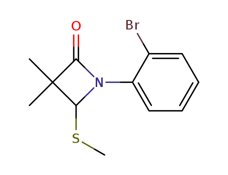 Molecular Structure of 99314-05-3 (2-Azetidinone, 1-(2-bromophenyl)-3,3-dimethyl-4-(methylthio)-)
