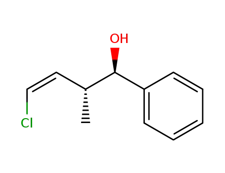 Molecular Structure of 114716-44-8 ((1R<sup>*</sup>,2R<sup>*</sup>)-(Z)-4-chloro-2-methyl-1-phenyl-3-buten-1-ol)